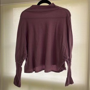 Purple Ribbed Oversized Turtleneck Sweater